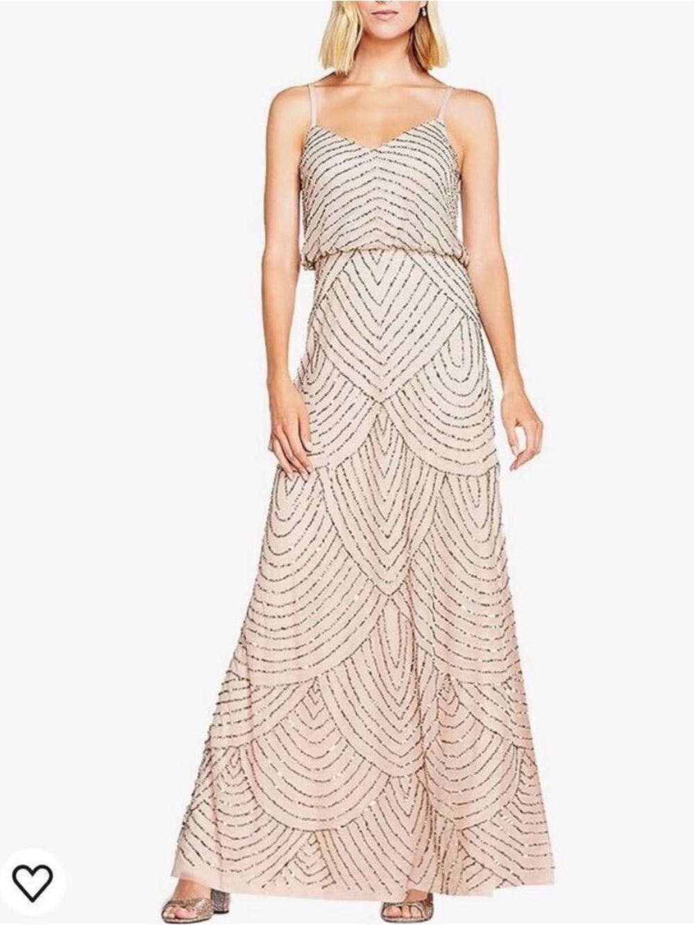 Adrianna Papell Nude/Beige Evening Dress with Delicate Fabric